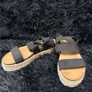 Nature Breeze Black Espadrille Sandals